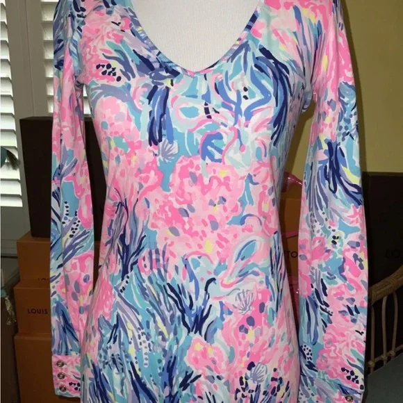 Lilly Pulitzer NWT Davie Dress Periwinkle Fan Sea Pants $98 Size XXS - Picture 10 of 11